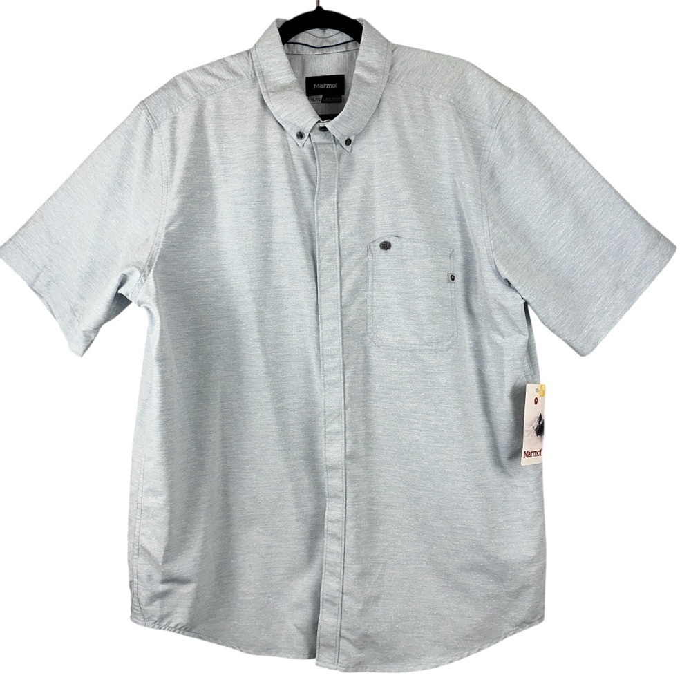 Marmot Shirt Mens XL Celestial Blue Cooper Canyon Short Sleeve Button Down NWT
